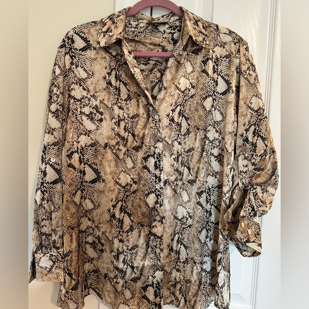 NWT Haver of London women’s snake print blouse long sleeve‎ size sp